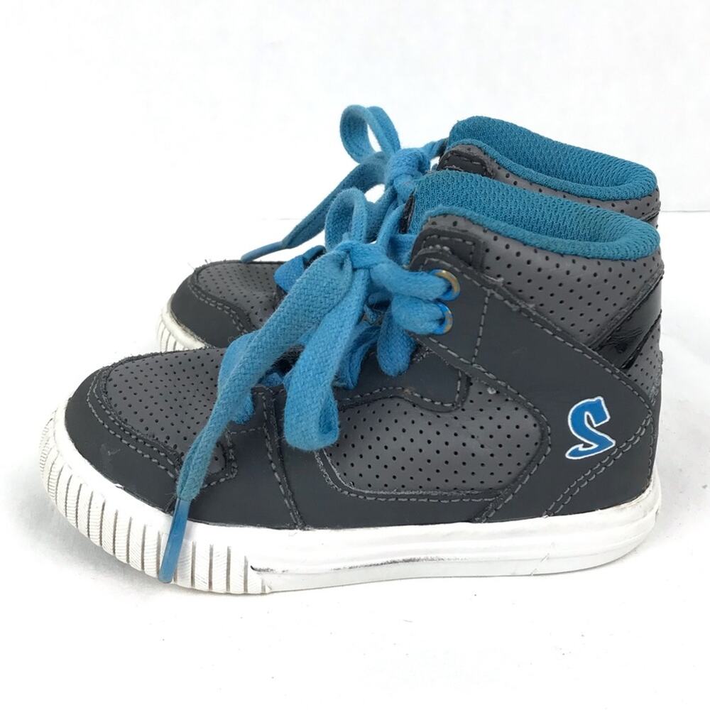 Skechers Gray Blue High Top Sneakers Toddler Sz 6